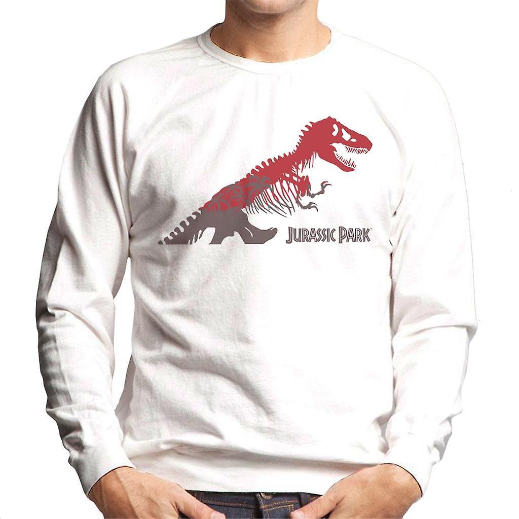 Jurassic Park T Rex Red Skeleton Silhouette Men's Sweatshirt White XX-Large