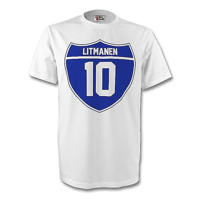 Gildan Jari Litmanen Finland Crest Tee (white) Small (34-36 inch)