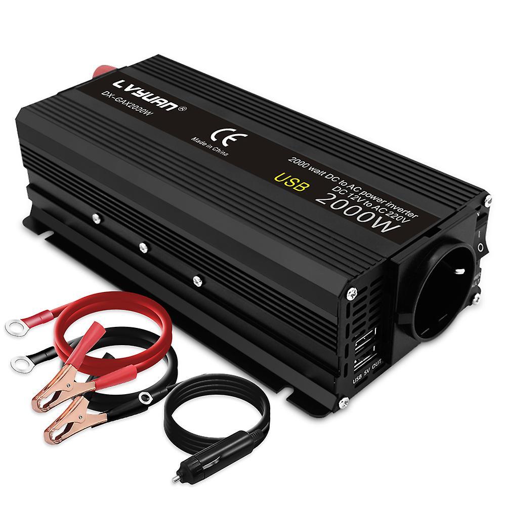 Dinoply Car Inverter 12v 220v Power 500w/1500w/2000w/2600w/3000w Converter Eu Socket 12 Volts Auto Inversor12v 220 V Transformer Solar 12V 220V 2600W