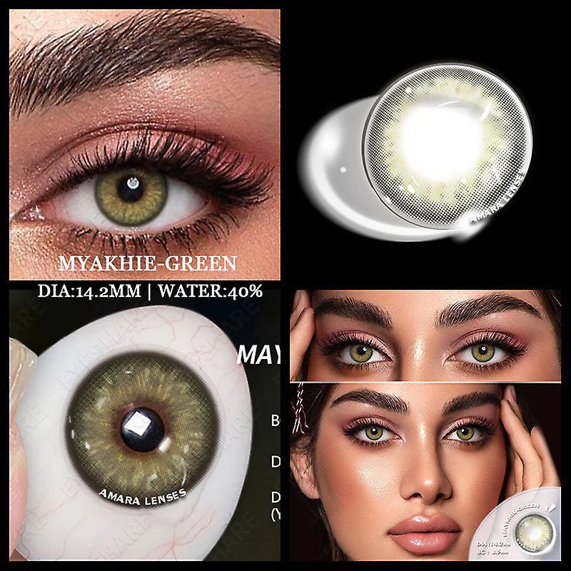 Visgaler 1 Pair Colored Contact Lenses Natural Look Fast Delivery Brown Eye Lenses Gray Contact Green Eye Lenses Blue Lenses MYAKHIE-GREEN