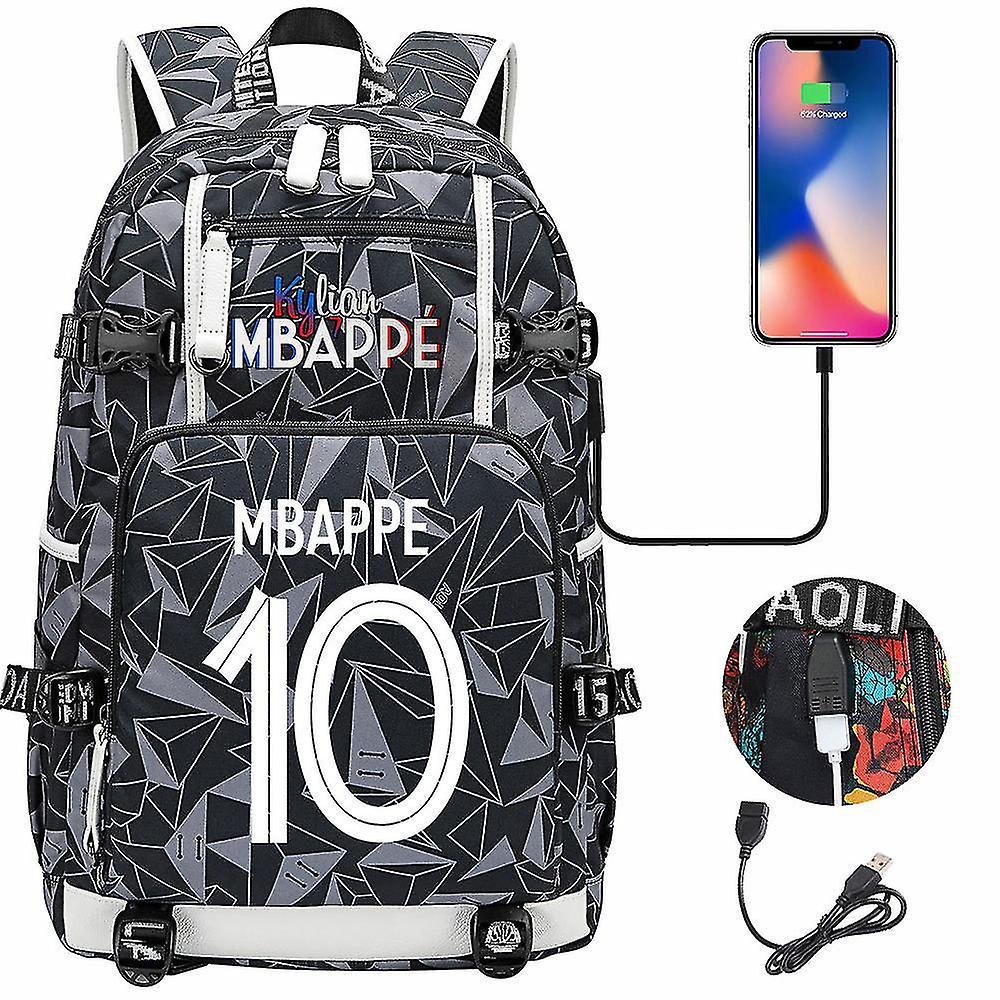 Yixin Tech Mbappe No.10 Patterned Printed Backpack, Student Backpack, Large Capacity Travel Bag, Computer Bag Style 24