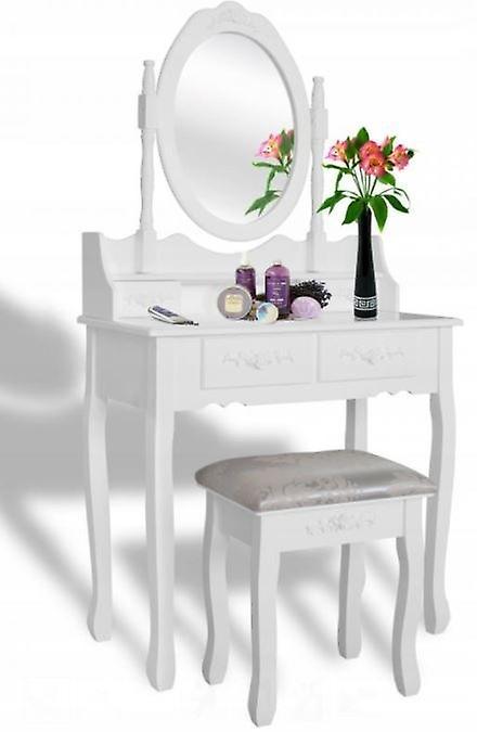 Chomik Dressing table with mirror and stool - make up table - 74x143cm - white