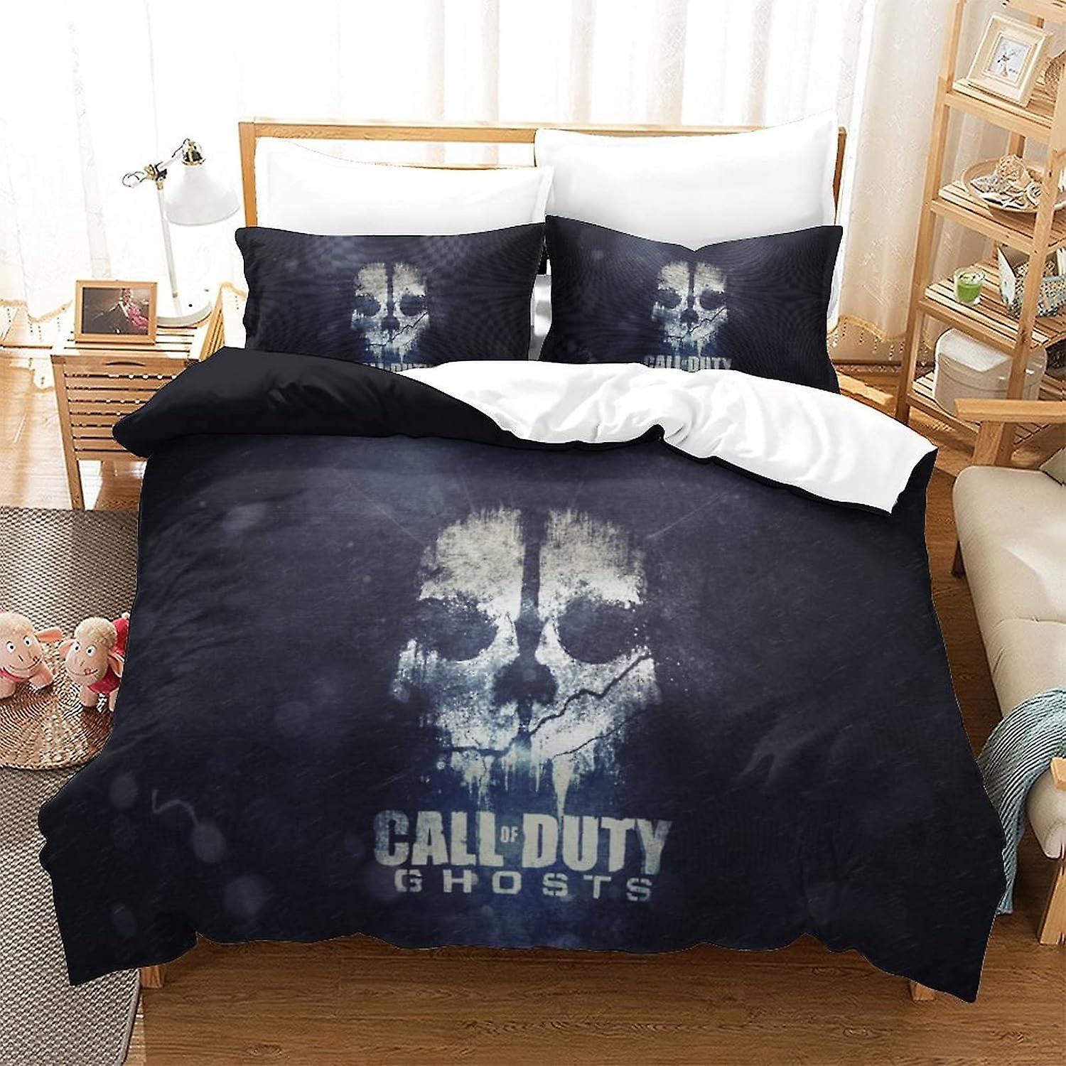 Kerota 3pcs Call Of Duty Duvet Cover 3D Printed Pillowcase Bedding Set Bed Linen, With Zipper Closure, Microfiber Shooting Game Quilt For Adults an..