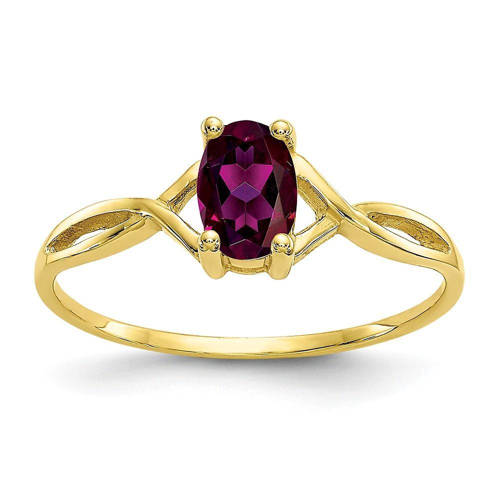 JewelryWeb 10k Yellow Gold Oval Polished Prong set Rhodolite Garnet Ring Size 6 Jewelry Gifts for Women