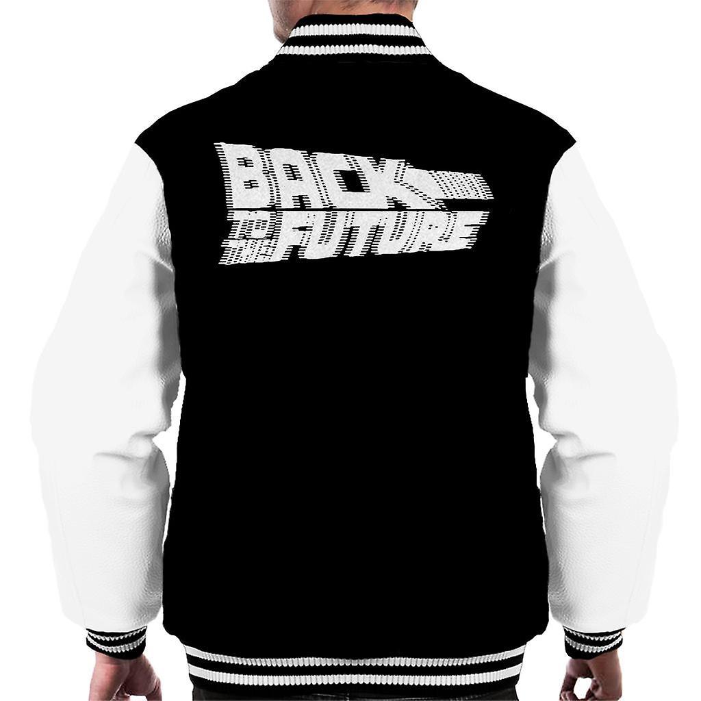 Back to the Future Blurred White Logo Men's Varsity Jacket Black/White XX-Large