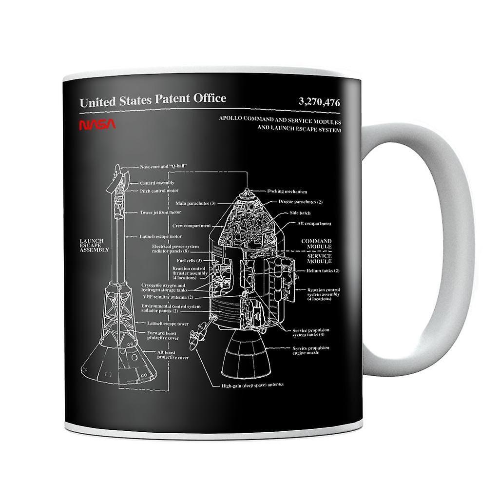 NASA Apollo CSM Escape System Blueprint Mug Black 10oz