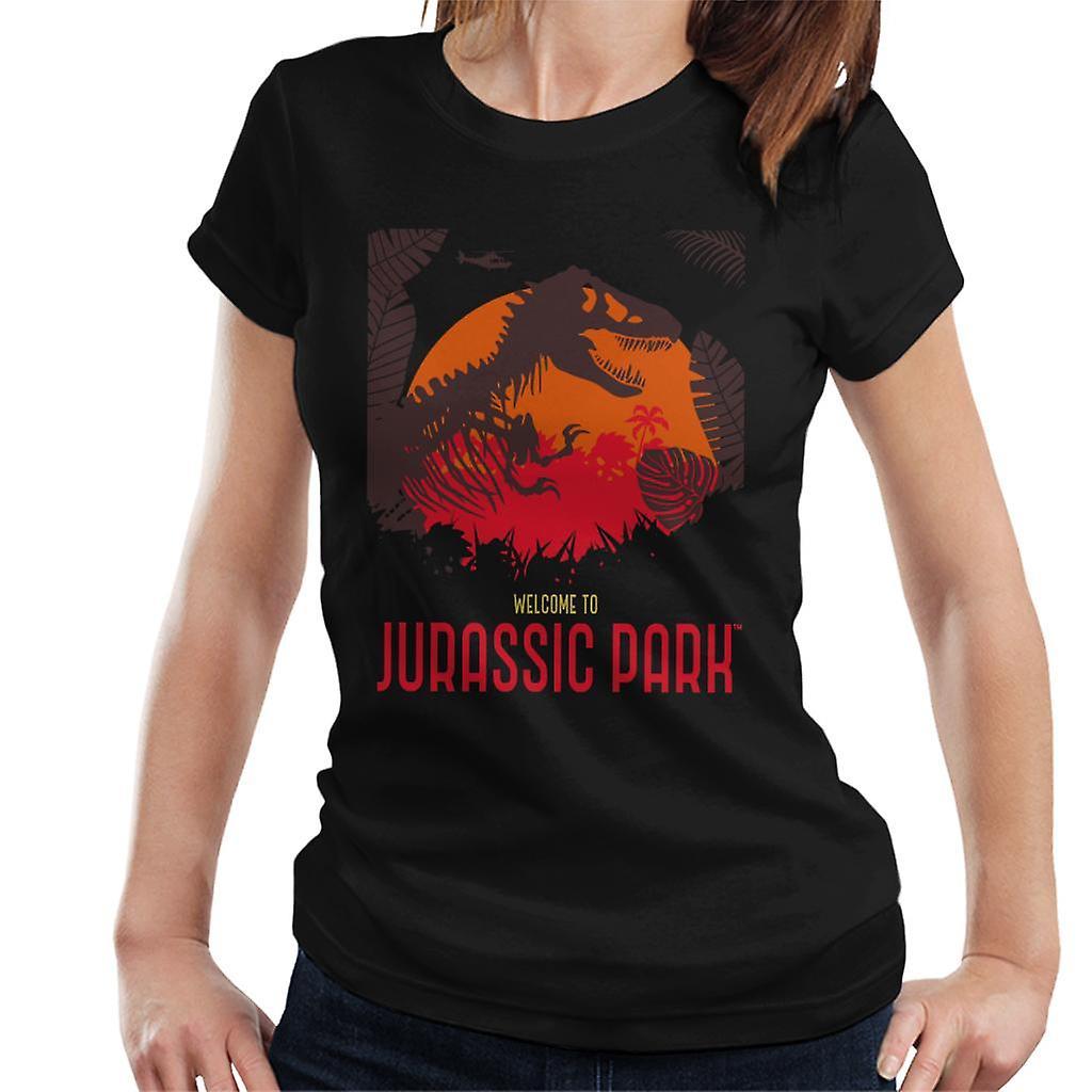 Jurassic Park Welcome To Jurassic Park T Rex Silhouette Women's T-Shirt Black Small