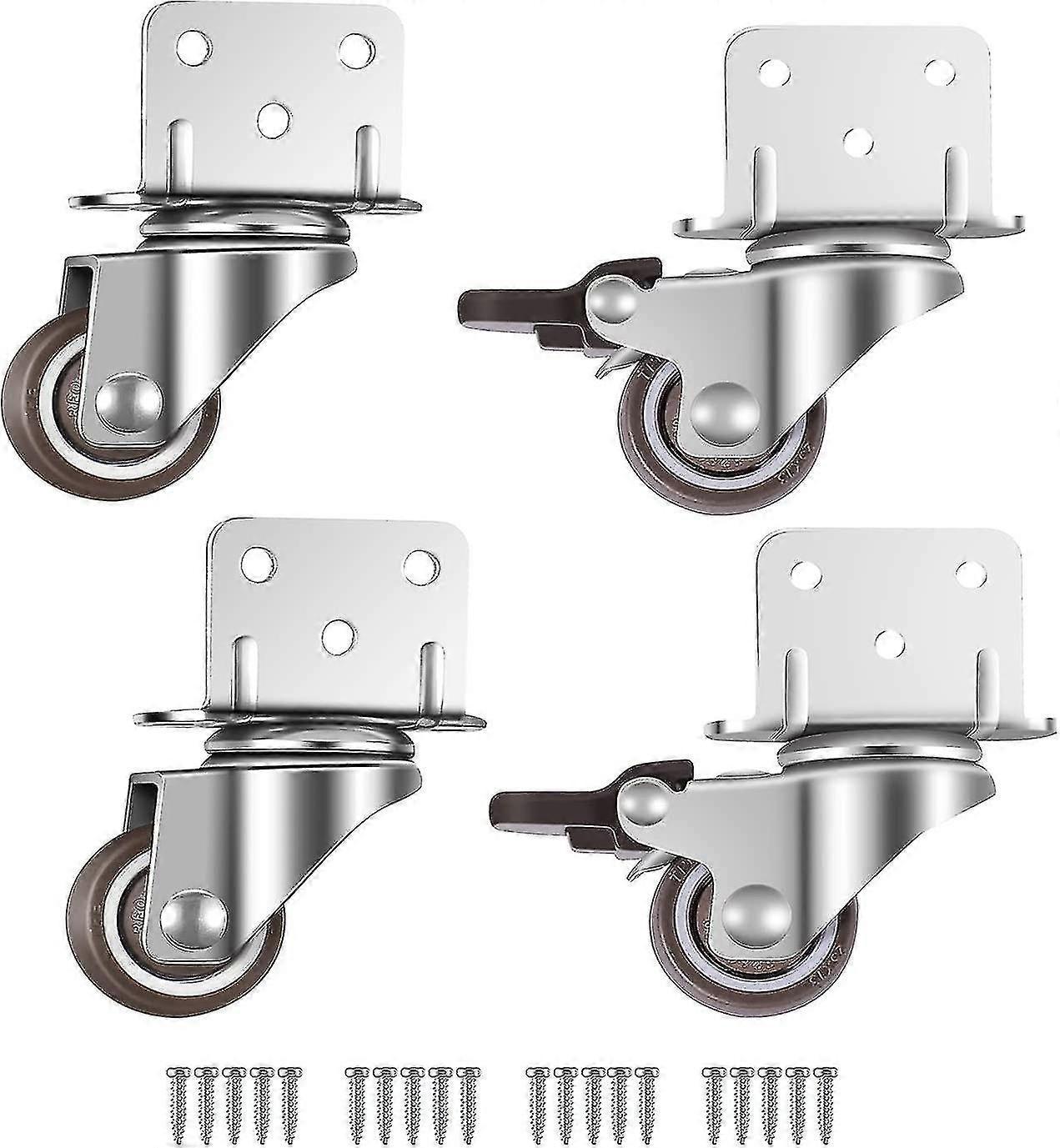 Tinor 4 Pack Swivel Castors, Furniture Castors, Wheels With Brake, L-mounting Plate 25mm