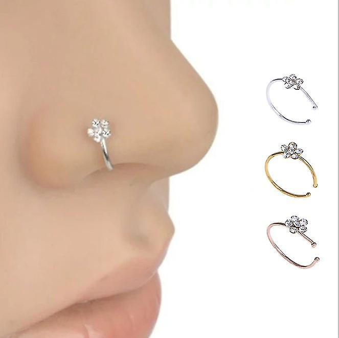 Mssugar Faux Clip-on Nose Ring No Piercing Needed Nose Hoop 3pcs