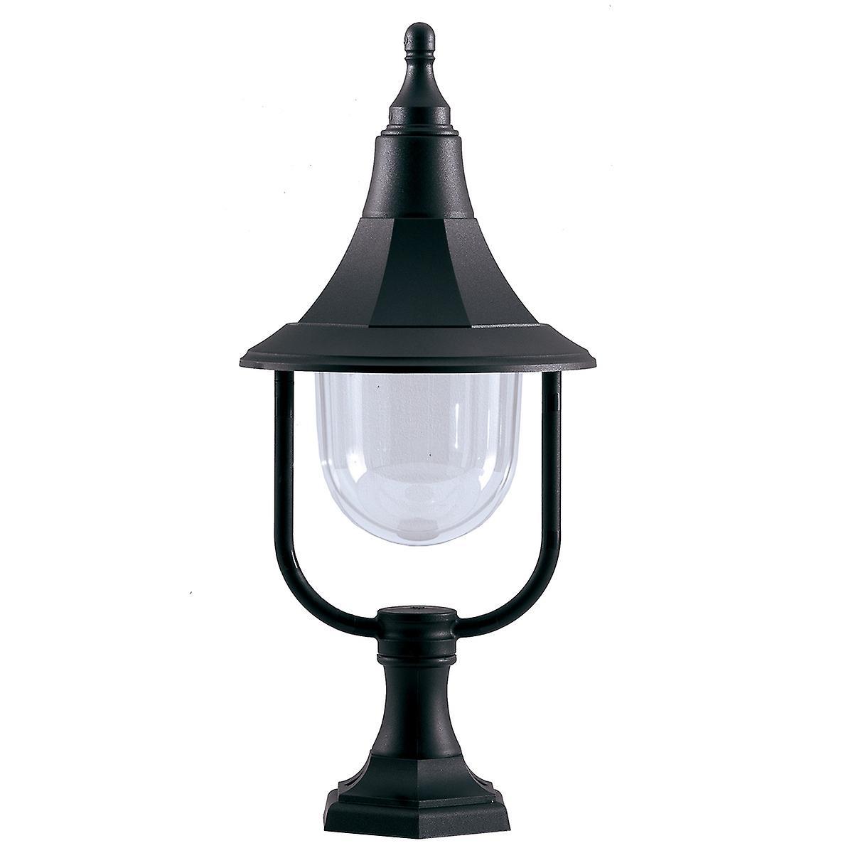 Shannon 1 Light Outdoor Coastal Pedestal Light Black Polycarbonate IP44 E27