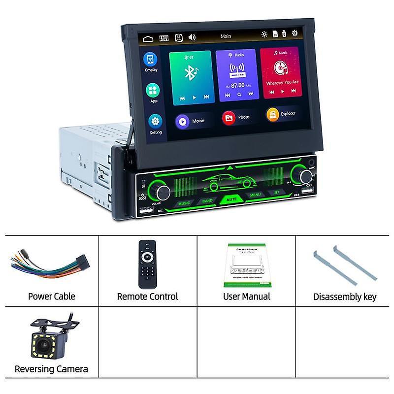 Unbreaded 1 Din Car Stereo Radio 7" inch Carplay Manual Retractable Player Touch Screen USB Rear View Camera