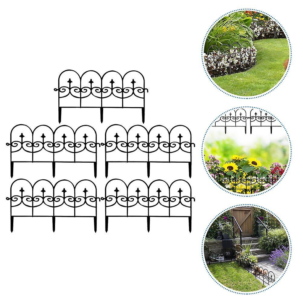 Tinksky 5Pcs Garden Fence Panels Framing Fence Dog Barrier Driveway Fence Garden Border Fence Black 58x29cm