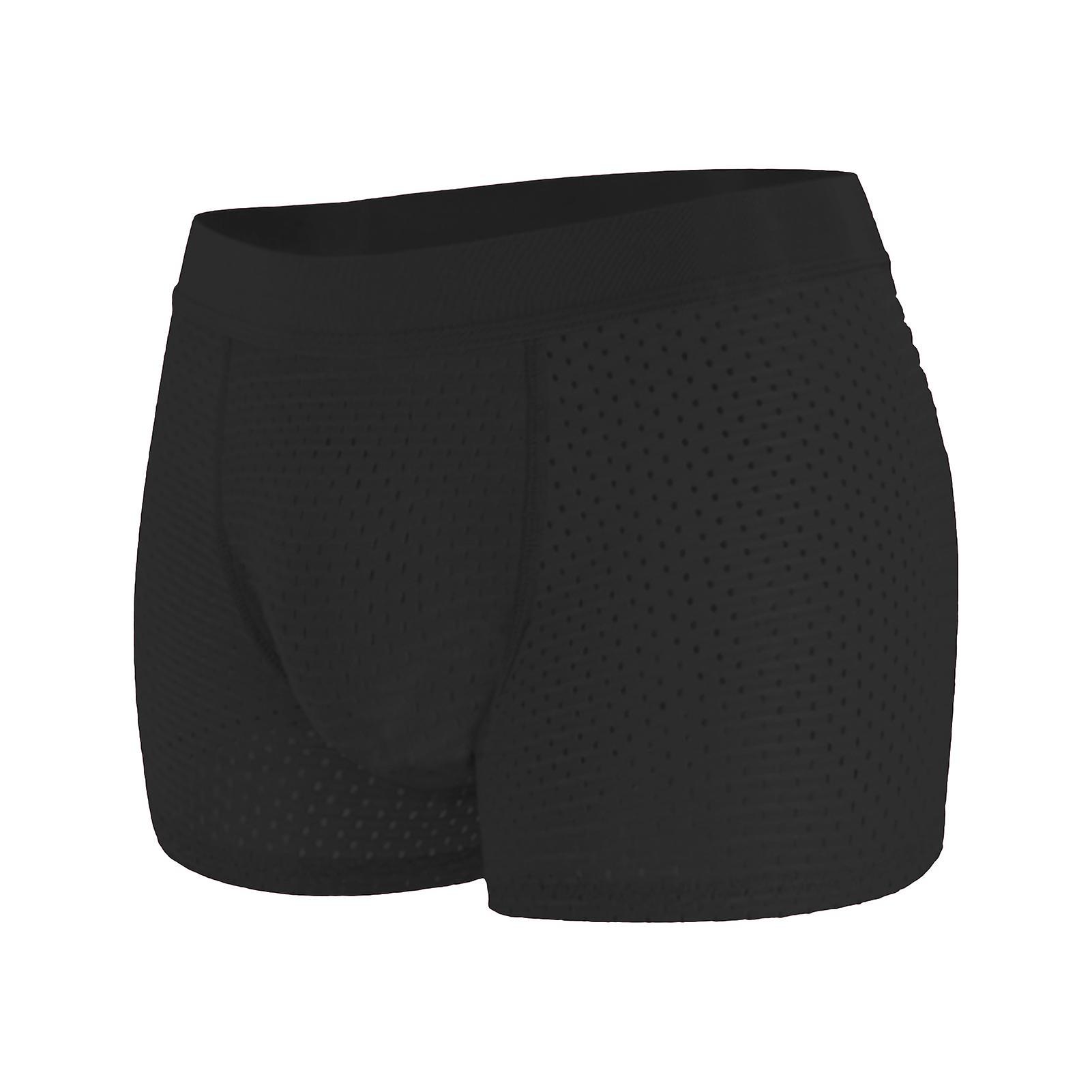 Naievear Men Trunks Built-in Fake Butt Hip Lifter Enhancer Shorts Briefs Padded U Convex Pouch Mid-rise Underwear Shapewear Underpants Black L