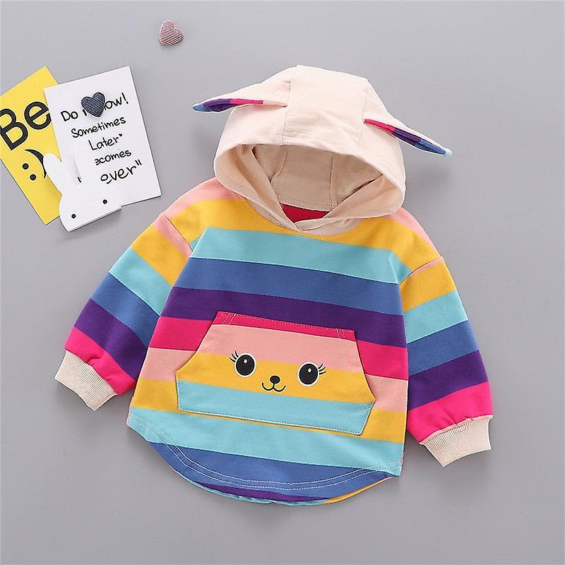 Slowmoose Autumn Baby Sweatshirt, Striped Cartoon Ear Hoodie Tops Clothes 12M