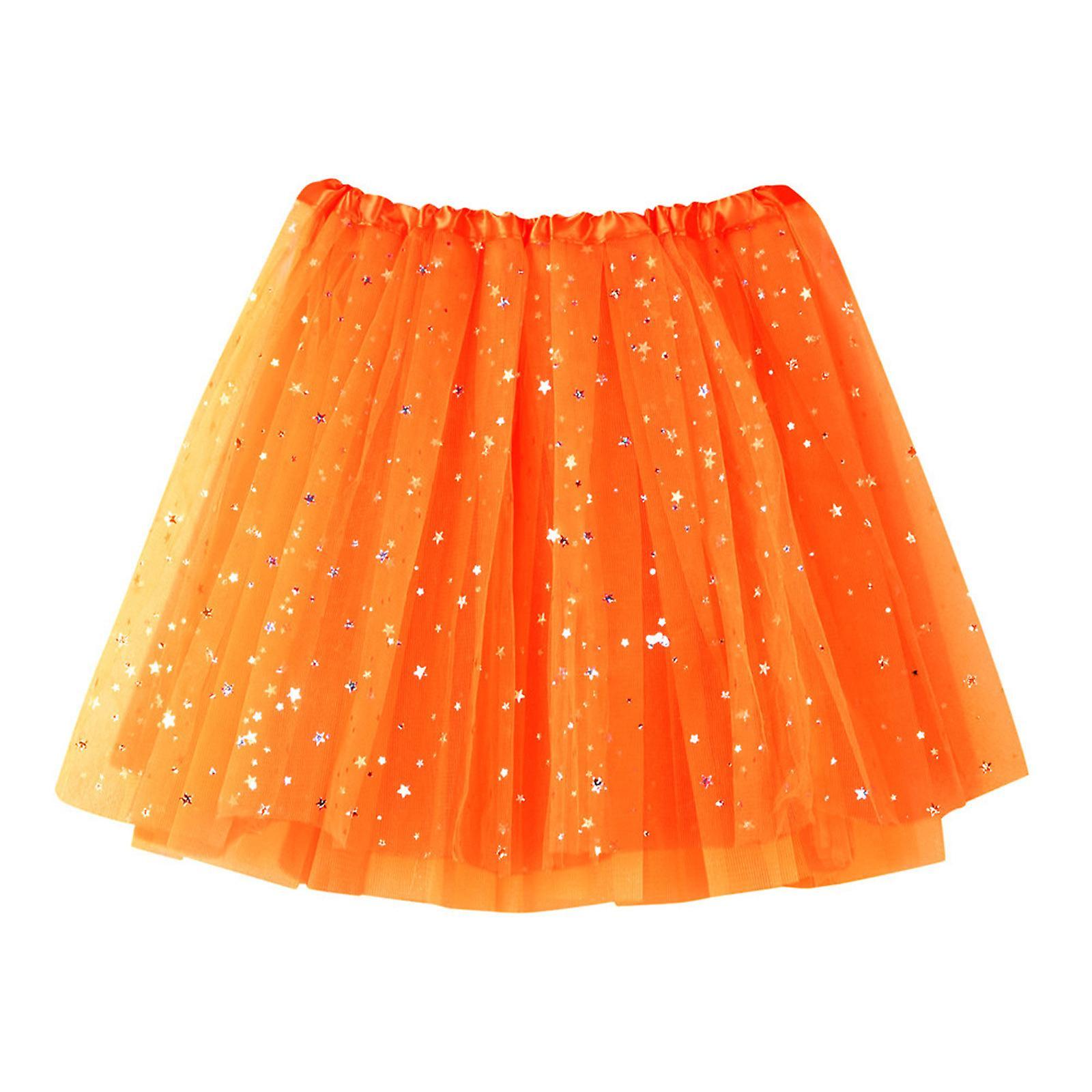 unbrand Karneval Womens Pleated Gauze Short Skirt Adult  Dancing Skirt(Yellow) Orange