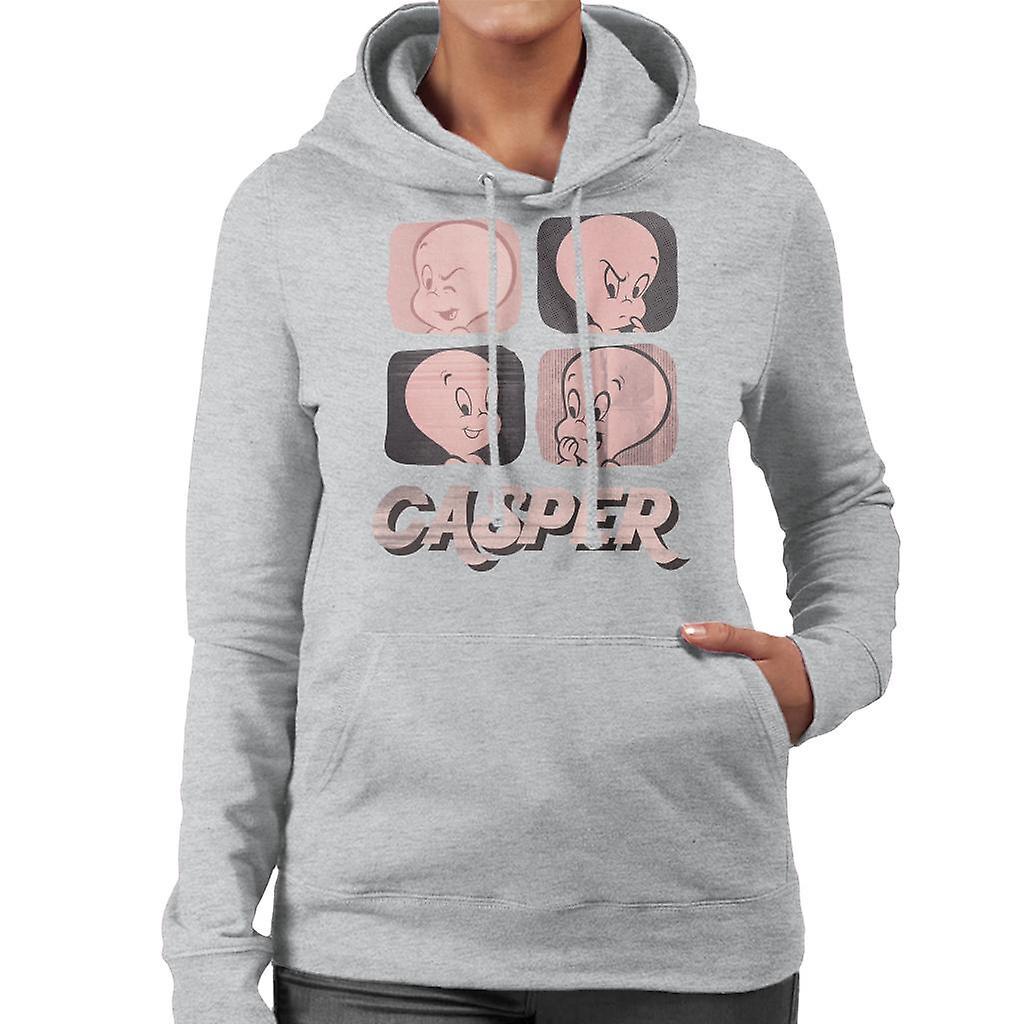 Casper The Friendly Ghost Facial Expressions Women's Hooded Sweatshirt Heather Grey X-Large