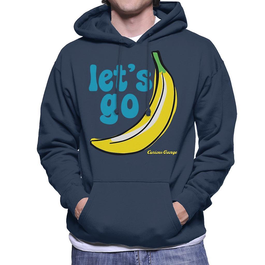 Curious George Let's Go Banana Men's Hooded Sweatshirt Navy Blue Large