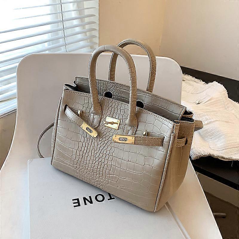 Aiducho Large-capacity bag women's bag summer 2021 new trendy messenger bag trendy stone pattern portable platinum bag Khaki