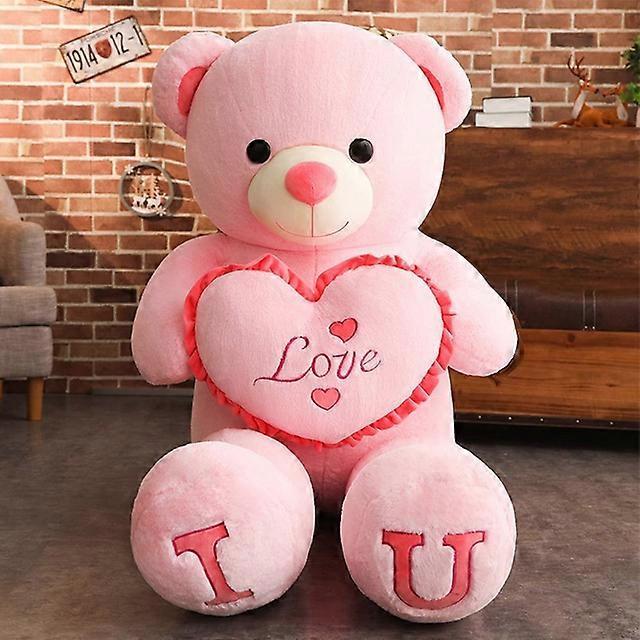 Stuffed Animals 100cm Big I LOVE YOU Teddy Bear Plush Toy Lovely Huge Stuffed Soft Bear Doll Lover Bear Kids Toy Birthday Gift For Girlfriends Pink