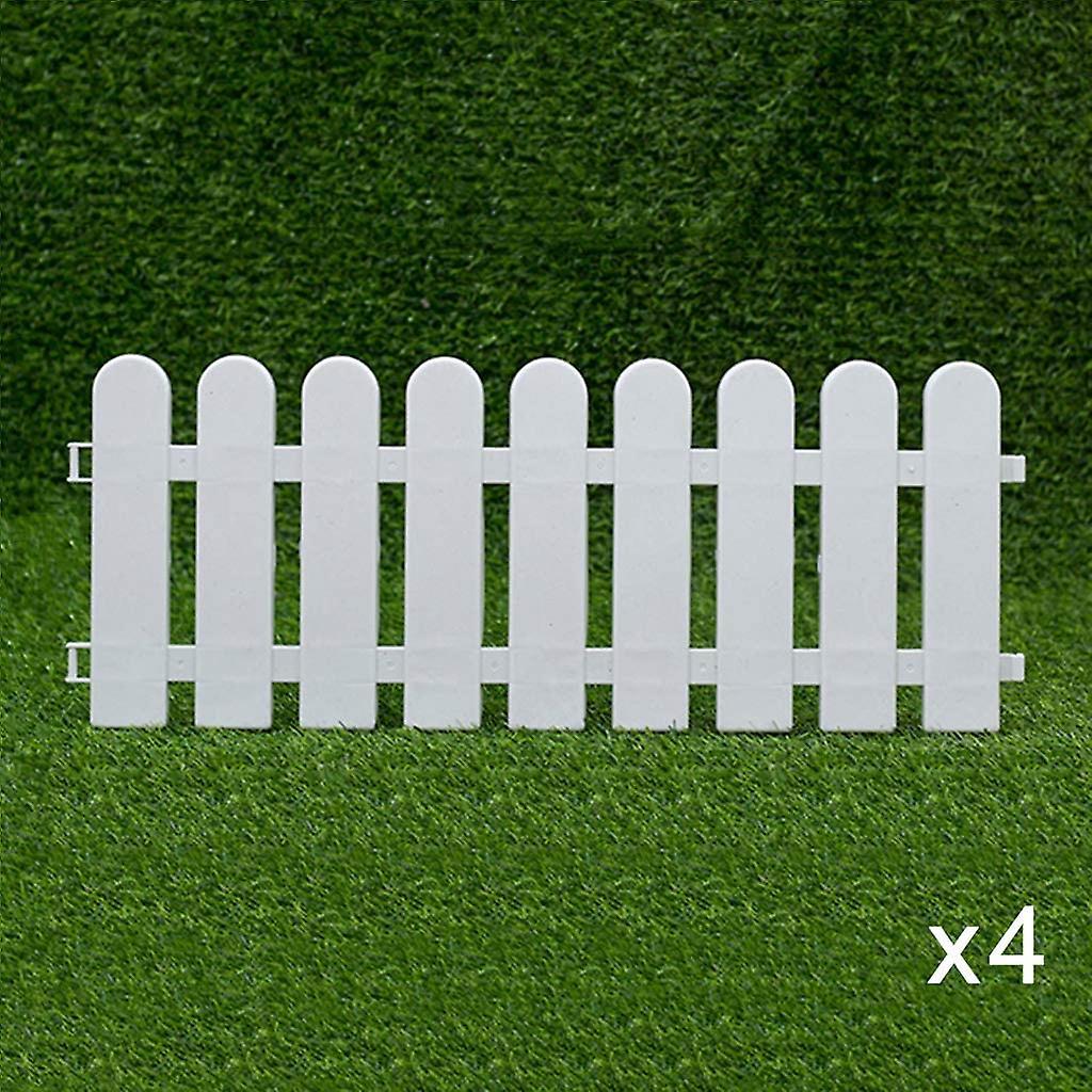 Szczw White Garden Border Edging, 4PCS PVC Outdoor Fence, Easy Snap-in, Decorative Fence Edging for Flower Beds, Lawns and Paths