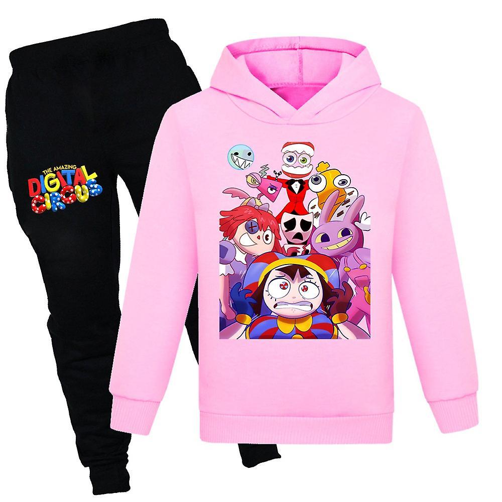 Ochime The Amazing Digital Circus Kids Boys Girls Fans Hooded Sweatshirt And Sweat Pants Set Tracksuit Outfits Pink 13-14 Years