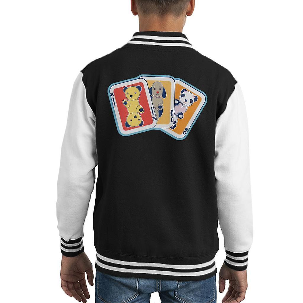 Sooty Playing Card Trio Kid's Varsity Jacket Black/White X-Large (12-13 yrs)