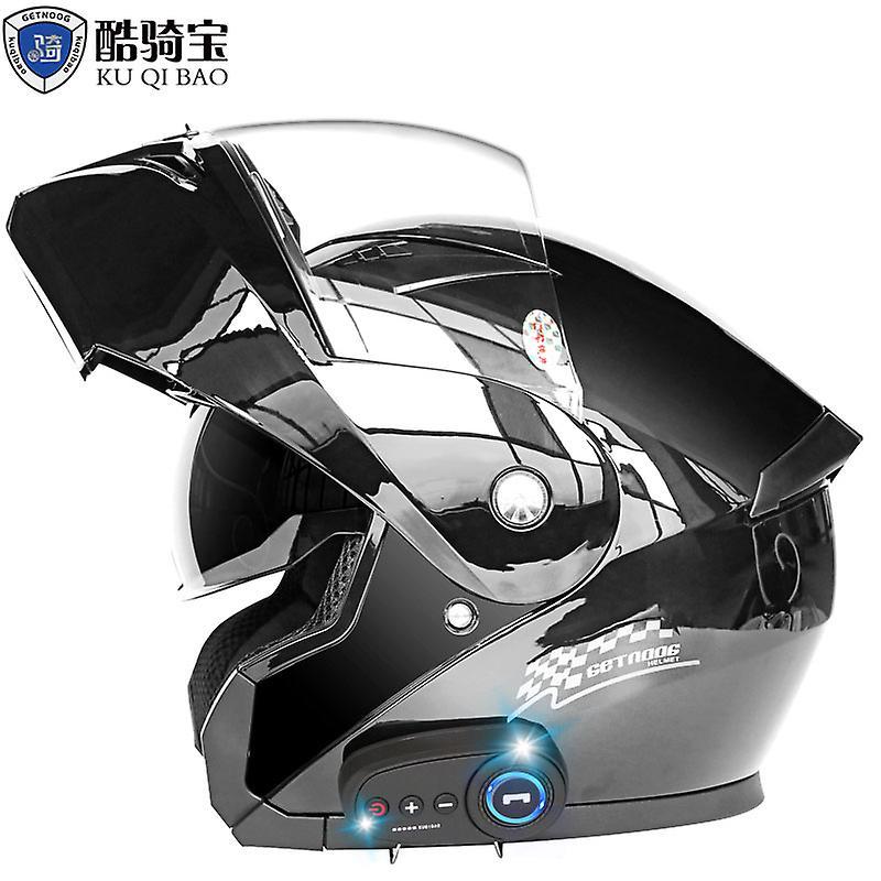 Bolongking Men's Full Face Bluetooth Motorcycle Helmet - Longer Endurance, Anti-fog, Waterproof, Dual Lens, Cool Sports Helmet - Dot Approved Brigh...