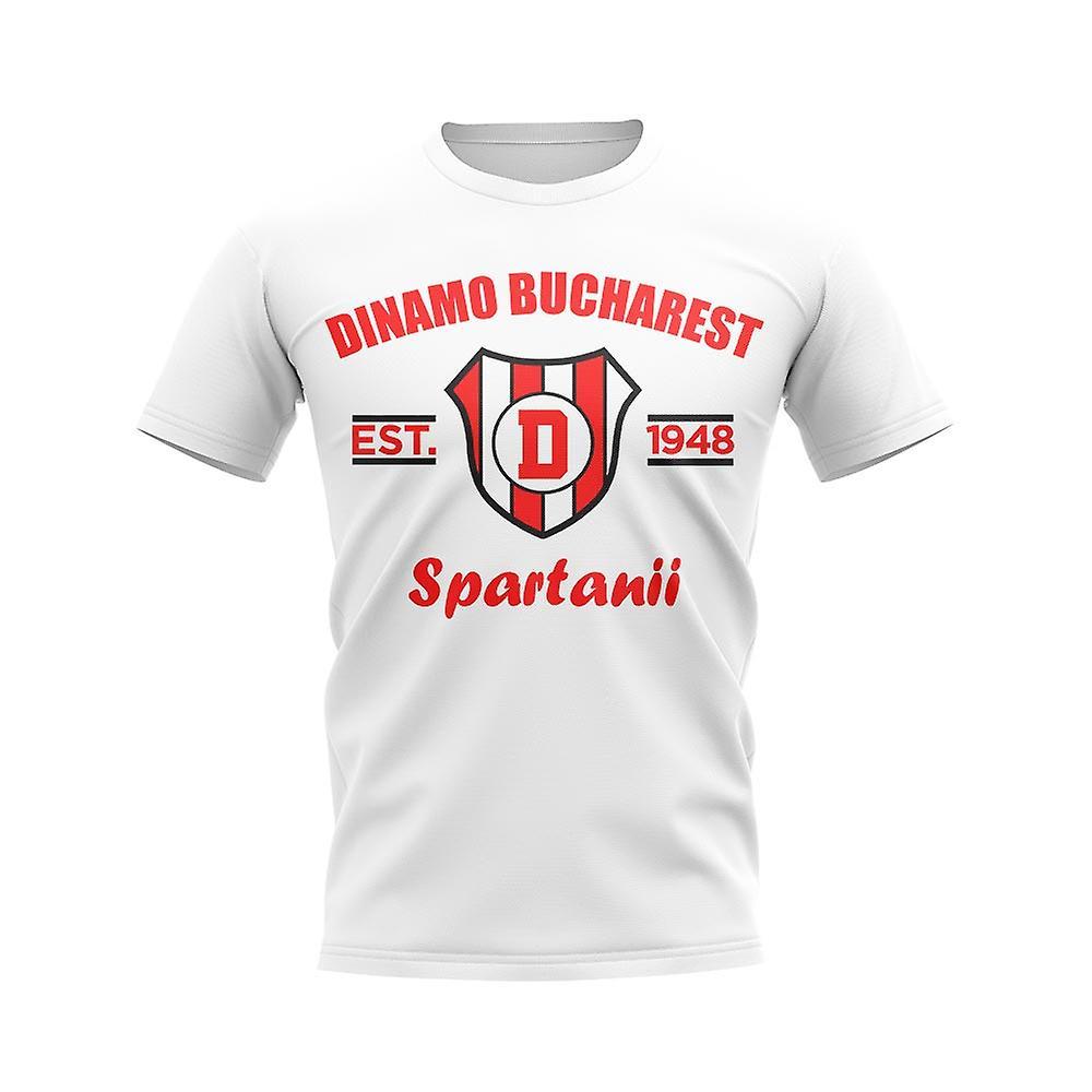 UKSoccerShop Dinamo Bucharest Established Football T-Shirt (White) XSB (3-4 Years)