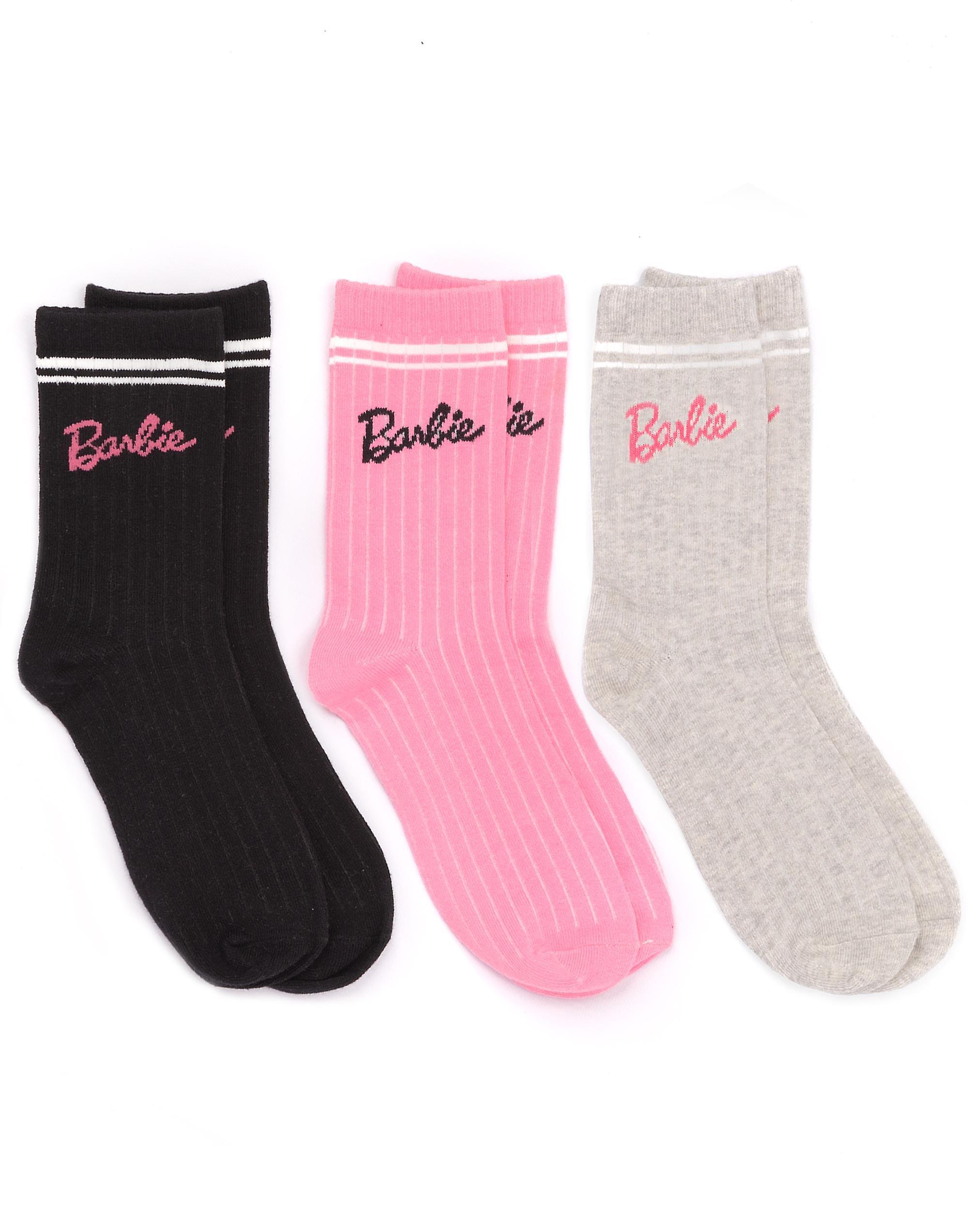 Vanilla Underground Barbie Womens Calf Socks Set of 3 Pink 4-7 UK