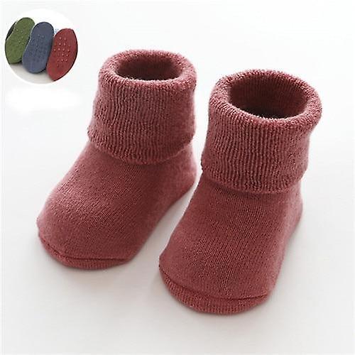 Slowmoose Anti Slip, Winter Warm Thick Socks For Newborn Red 6M