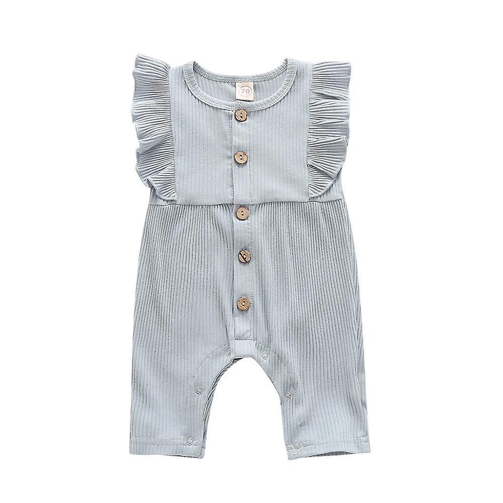 Slowmoose Baby Autumn Winter Clothing Newborn Ribbed Clothes Knitted Cotton Romper Gray 12M