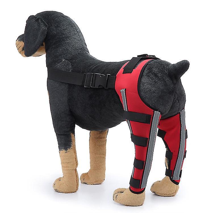 SML 1pair Dog Rear Leg Brace For Canine Leg Wounds Heals, Prevents Joint Injuries And Sprains, Pet Dog Joint Bandage Reflective Red M