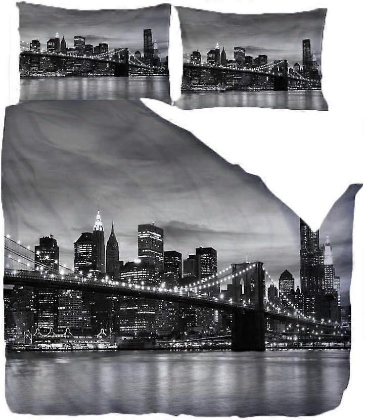 Kerota Bedding Sets D New York in Black and White Color Digital Print Duvet Cover and Pillowcase Polyester Zipper Closure Boys 135*200 CM Double200...