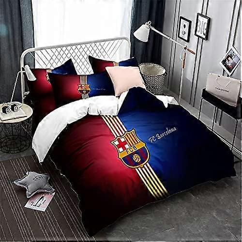 Kerota Football Team FC Barcelona Duvet Cover Lightweight Microfiber Soft Quilt Cover Bedding Set Sing Double Size 3 Pieces ) Single135x200cm