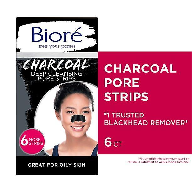 Bioré Biore Charcoal Deep Cleansing Blackhead Remover Pore Strips, 6 Ct