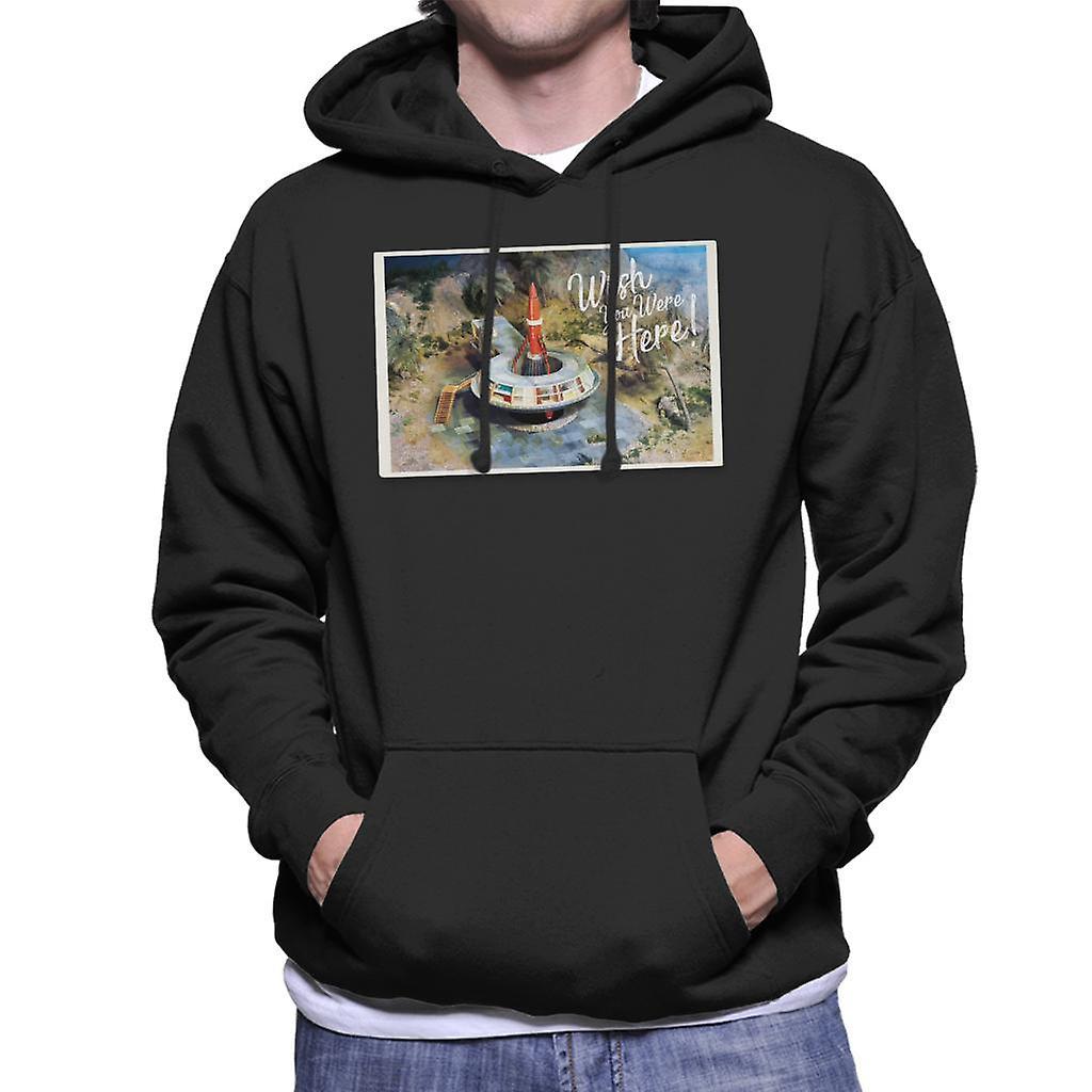 Thunderbirds Wish You Were Here Postcard Design Men's Hooded Sweatshirt Black X-Large