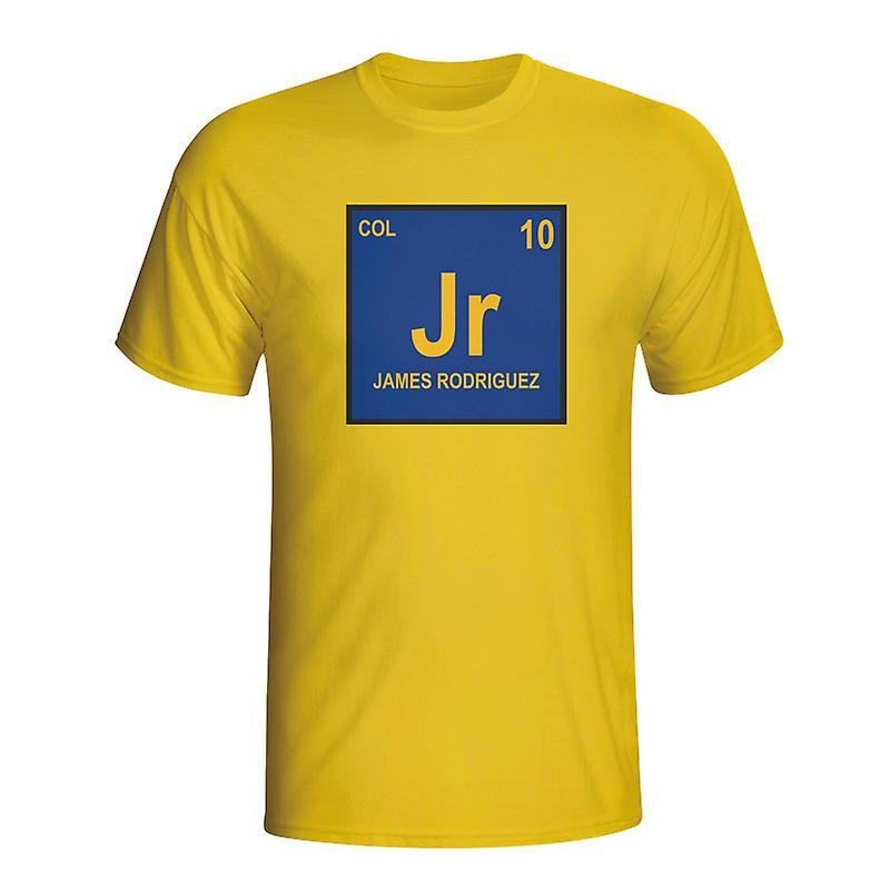 Gildan James Rodriguez Colombia Periodic Table T-shirt (yellow) Small (34-36 inch)