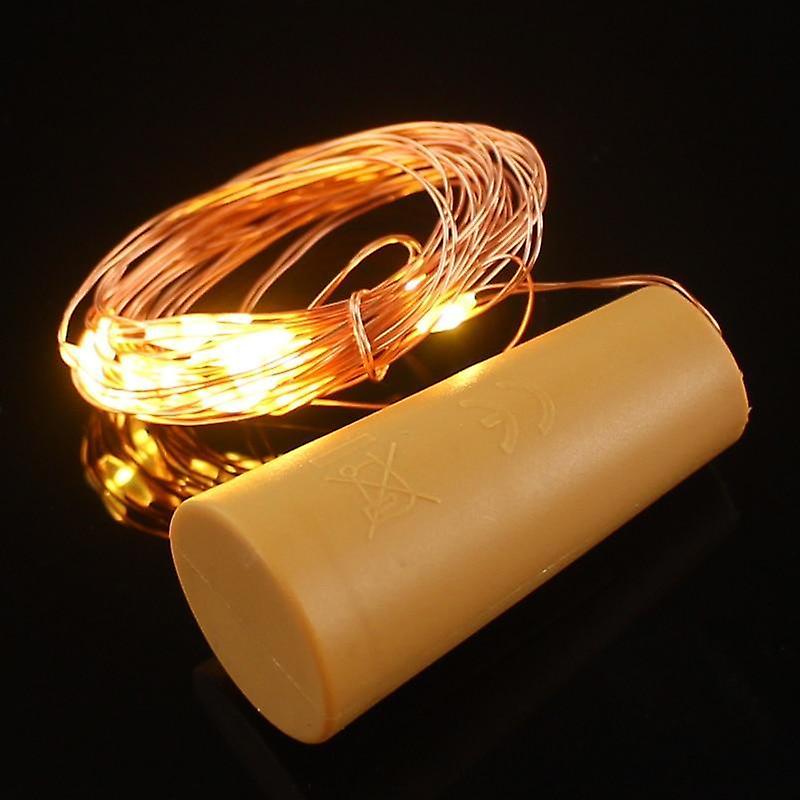 Slowmoose Led Copper Cable Light, Cork Shaped Wine Bottle Lamp Decoration White 1M no battery