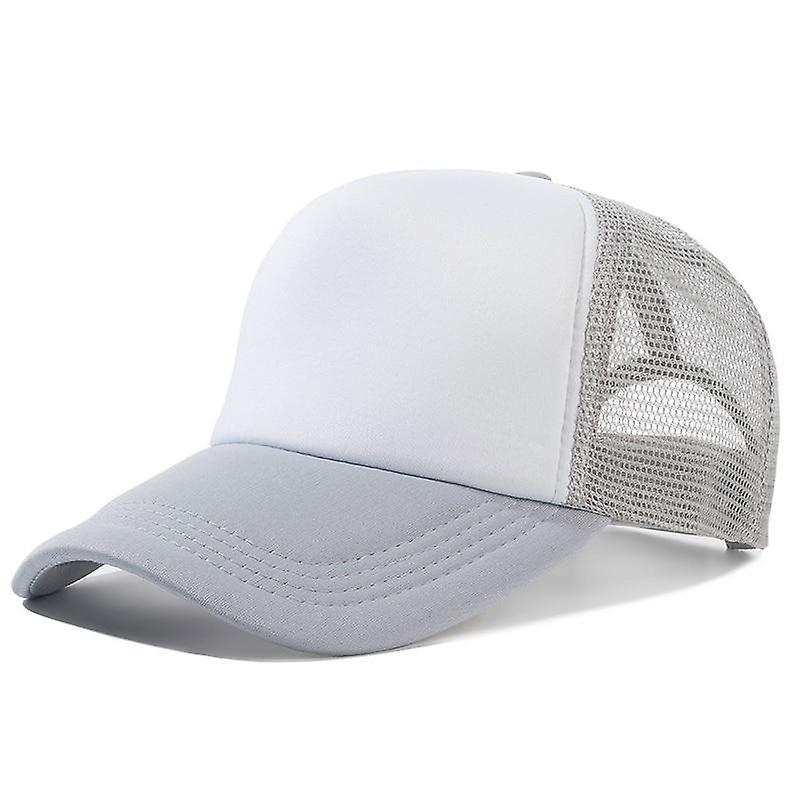 Slowmoose Men & Women Plain Mesh Baseball Cap, Adjustable Snapback Hats Grey White