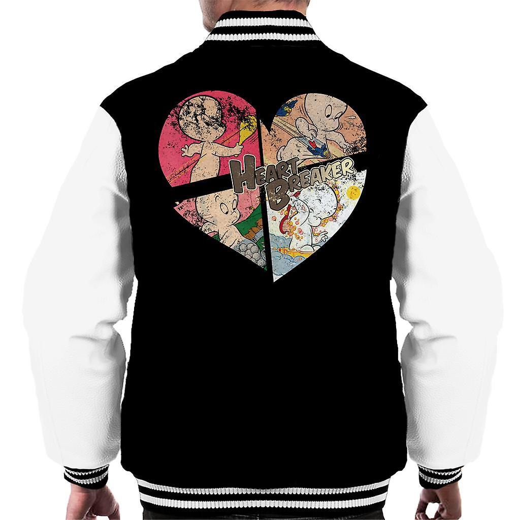 Casper The Friendly Ghost Heart Breaker Men's Varsity Jacket Black/White X-Large