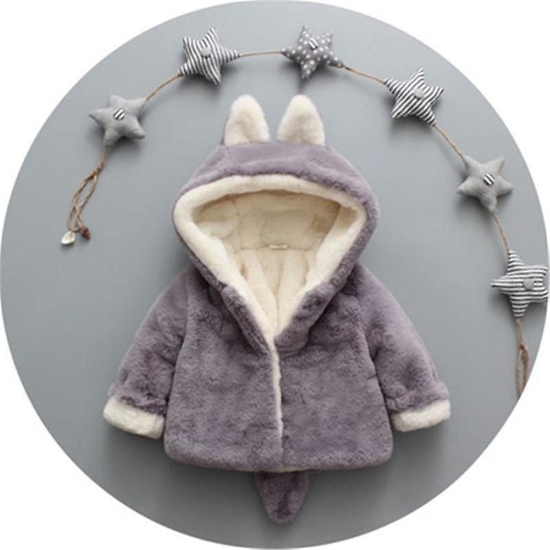 Slowmoose Autumn Winter Baby Clothes Warm Hooded Jacket & Coat Toddler Polar Fleece Grape Purple rabbit 24M