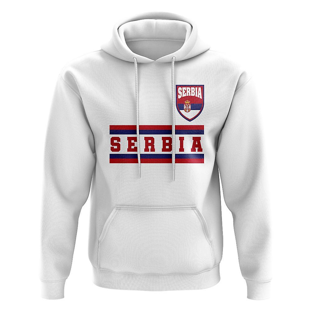 UKSoccerShop Serbia Core Football Country Hoody (White) Medium (38-40 inch)