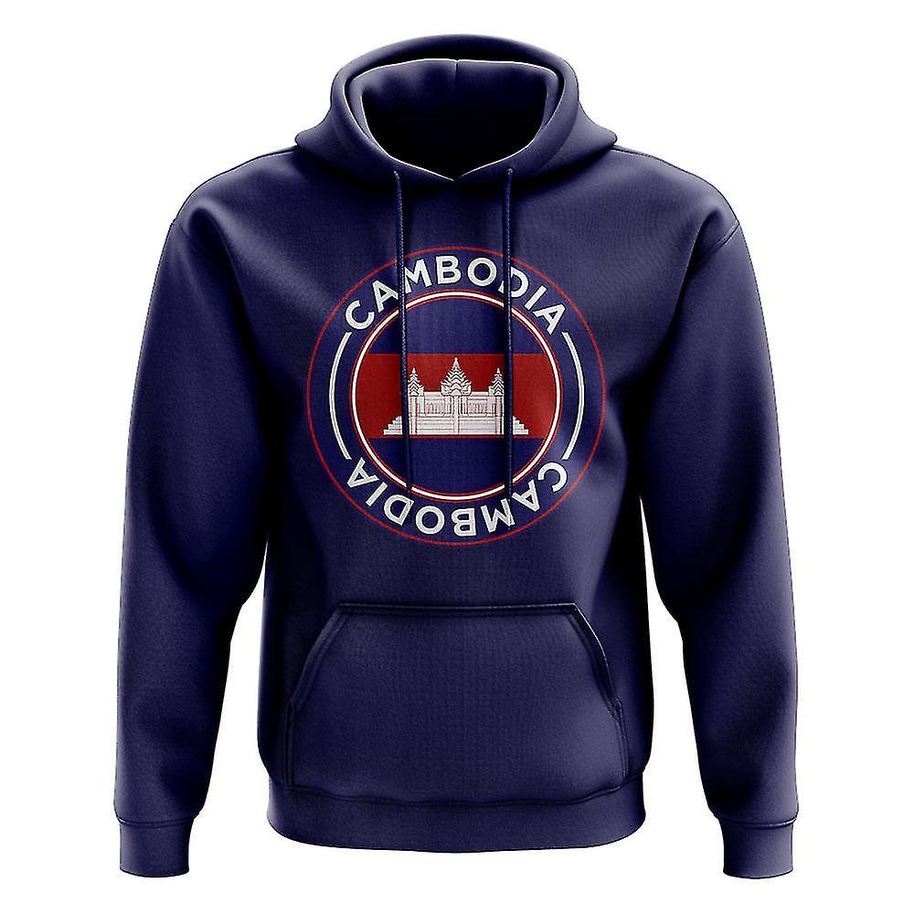 UKSoccerShop Cambodia Football Badge Hoodie (Navy) XLB (12-13 Years)