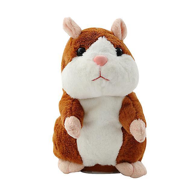 El Contente Stuffed Hamster Talking Toy Animal Voice Leaning Plush Doll 18cm Light Brown