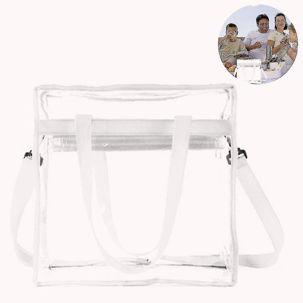 Colorans Clear Bag Stadium Approved Clear Tote Bag With Zipper Closure Crossbody White