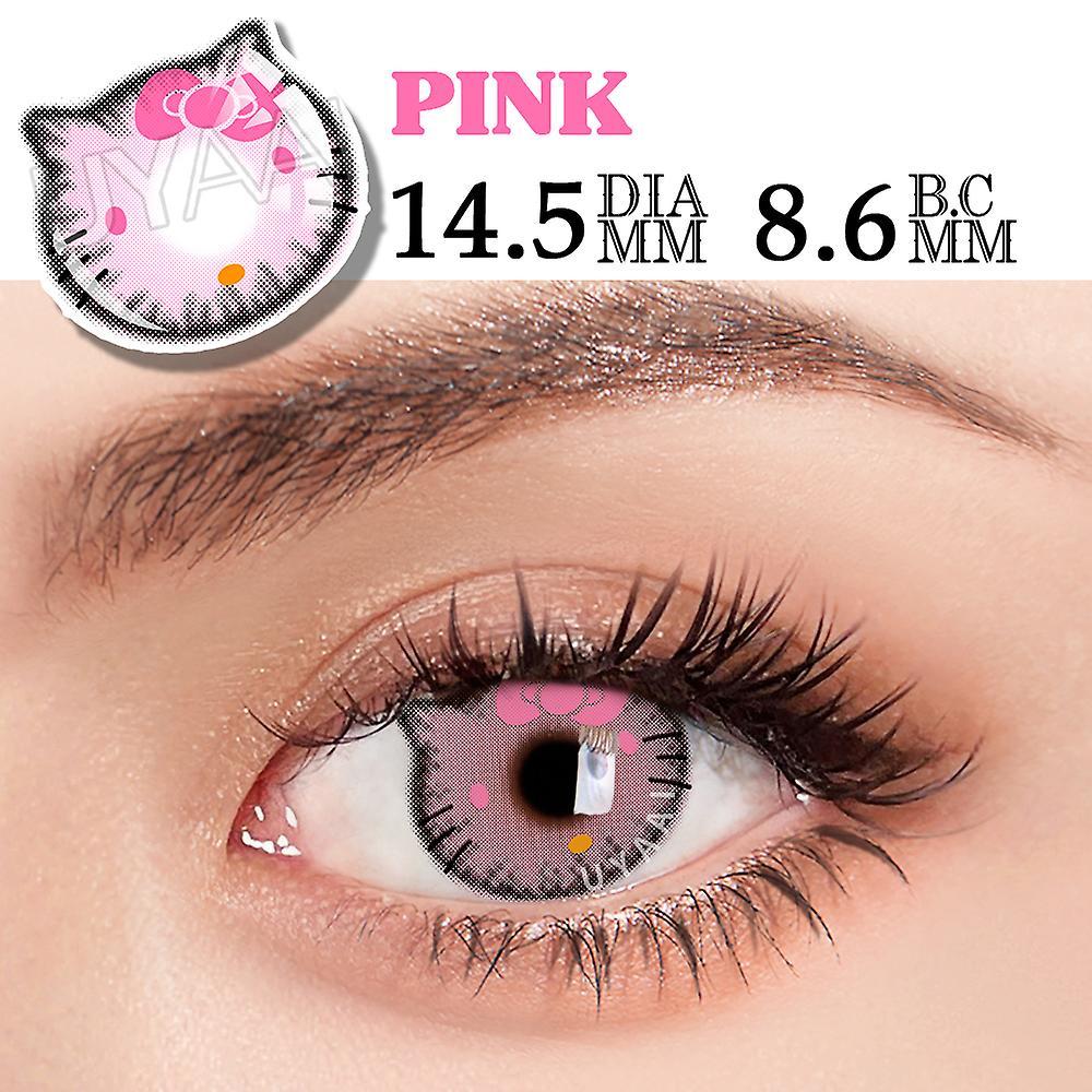 Visgaler 1 Pair Anime Contact Lenses For Eyes Anime Accessories Cosplay Party Dresses Colored Lenses Beauty Natural Color Lens Eyes Kitty Pink