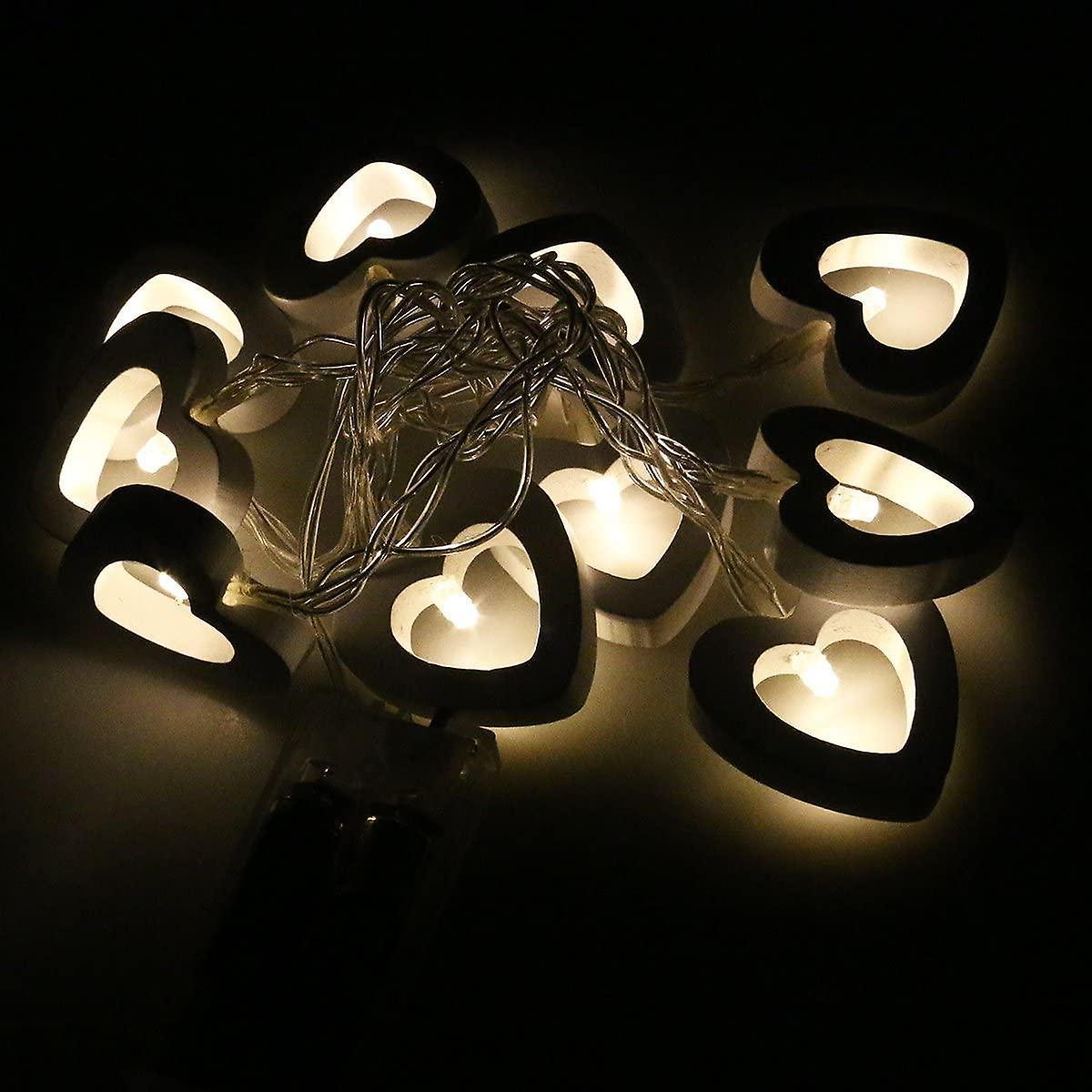 Yeye Led Heart Made Of Wood, Fairy Lights, Battery Operated (Warm White Light)