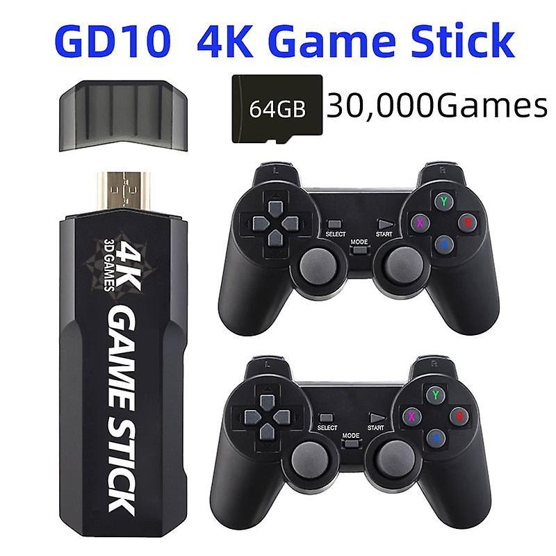 HCSC Game Stick 4k Gd10 128gb New Retro Video Game Console 2.4g Wireless Controllers Hd Output 40+simulators 40000+games Build In 64g 30000games