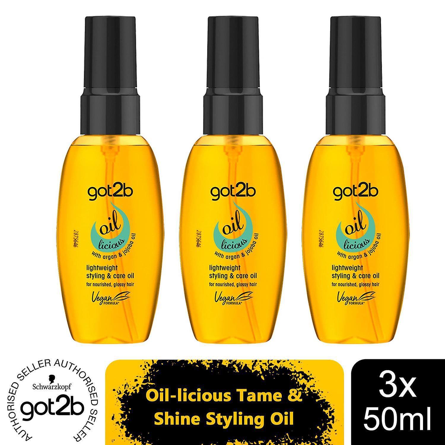 3pk of 50ml Schwarzkopf got2b Oil-licious Tame & Shine Styling Oil