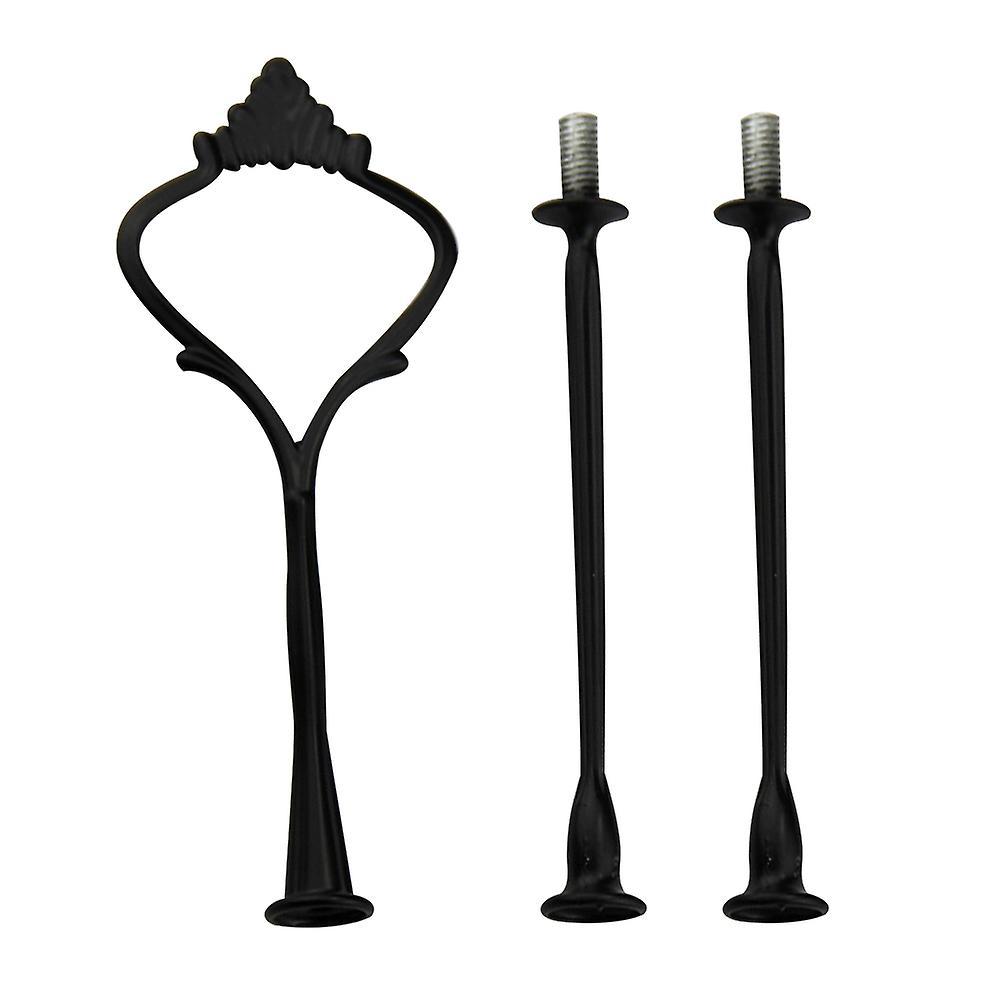 ZHOUBA 3 Tier Hardware Crown Cake Plate Stand Handle Fitting Wedding Party Table Decor Black